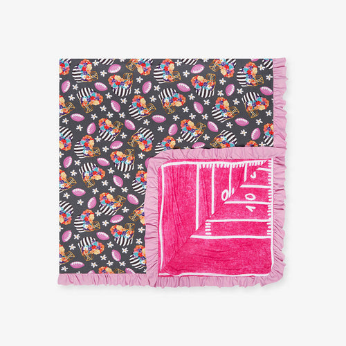 Posh Touchdown & Pink Game Day Ruffled Luxe Patoo® Blanket