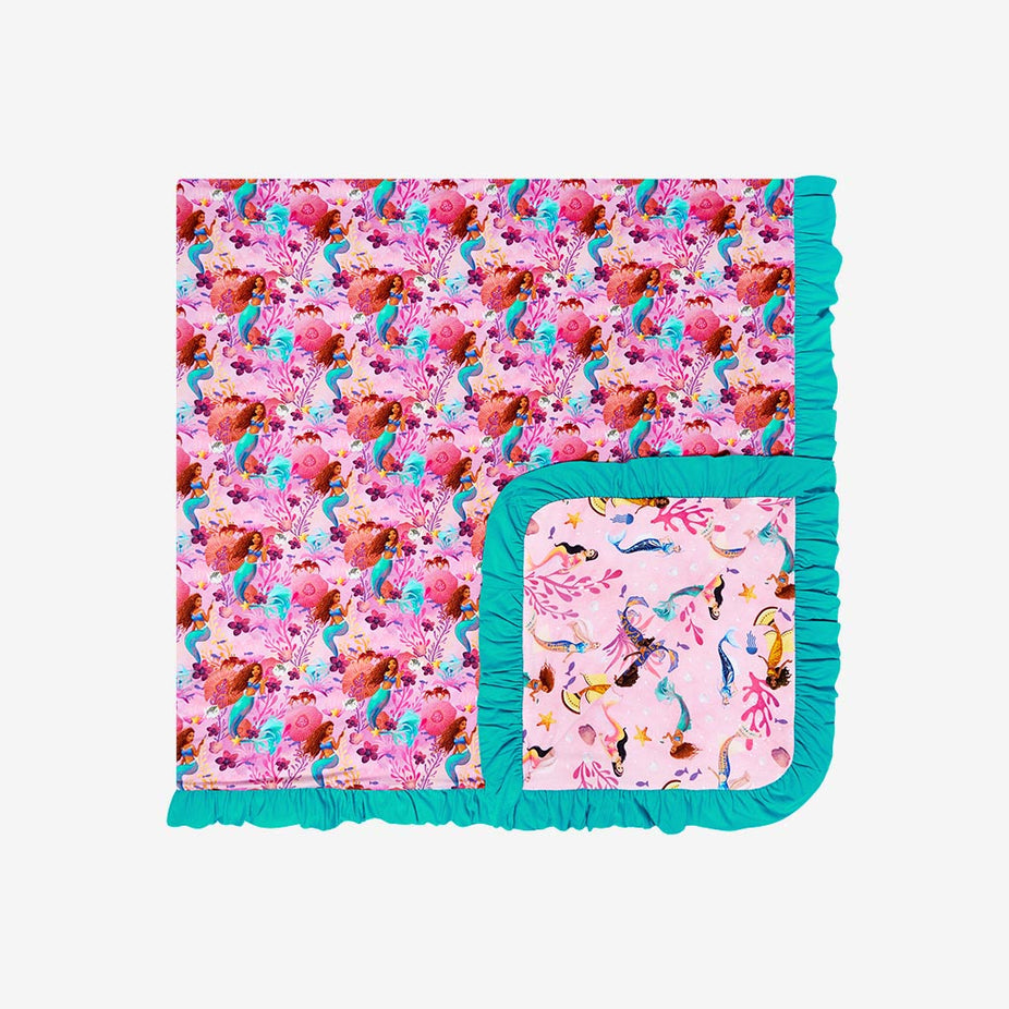 Disney's The Little Mermaid Ariel & Dancing Beneath The Waves Ruffled Luxe Patoo® Blanket