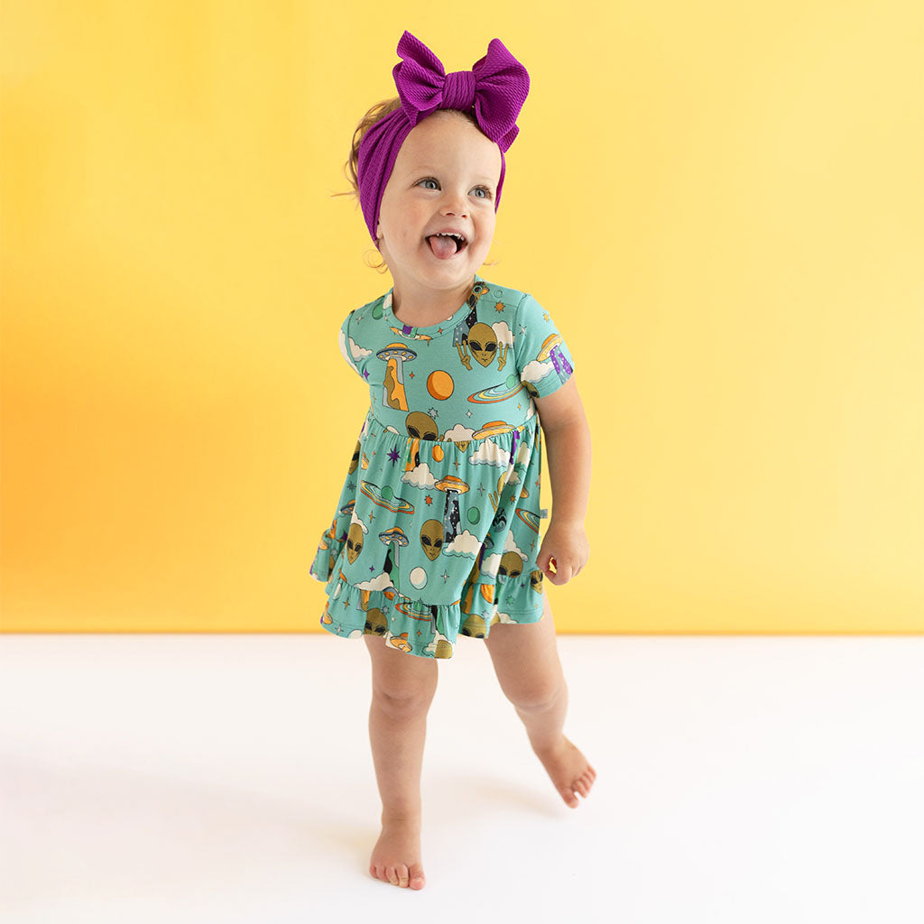 Flying Saucer Ruffled Twirl Bodysuit Dress