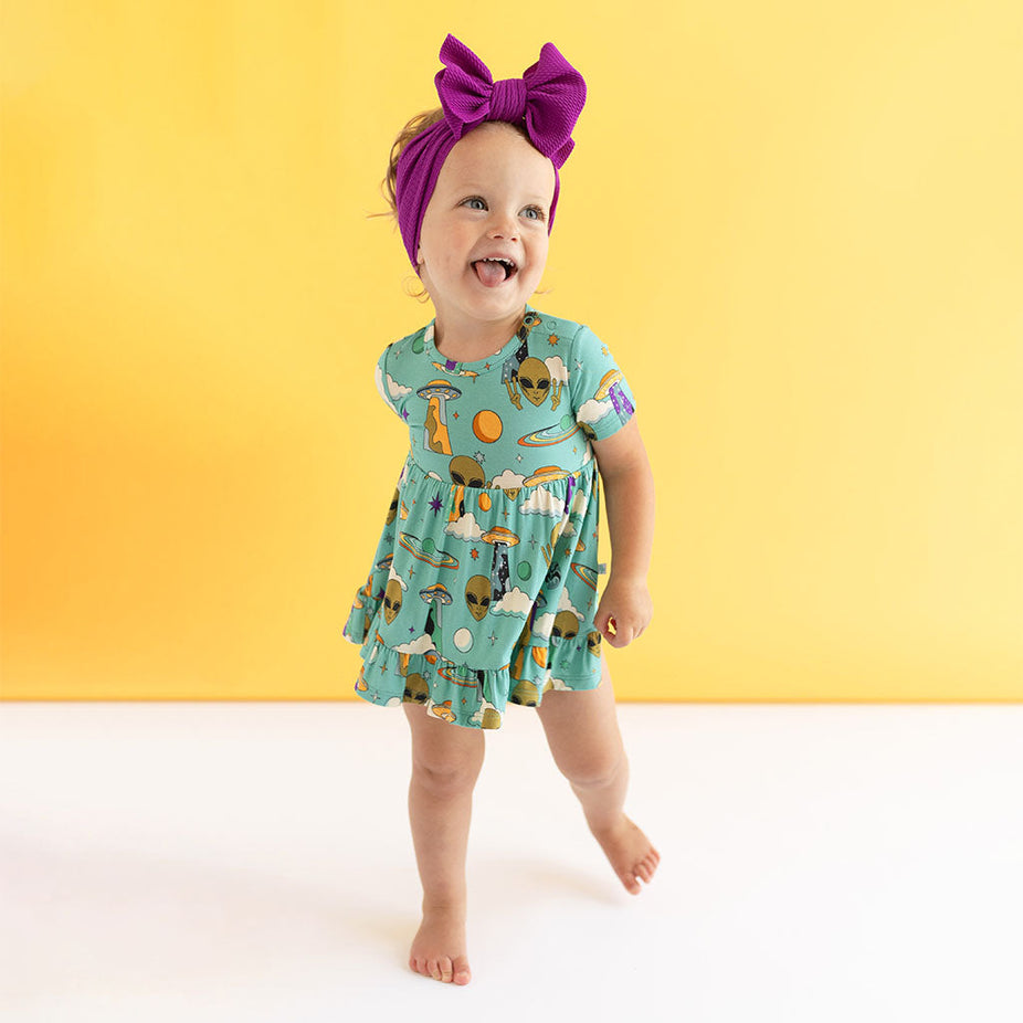 Flying Saucer Ruffled Twirl Bodysuit Dress