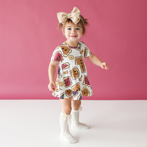 Peanut Butter Jelly Time Ruffled Twirl Bodysuit Dress