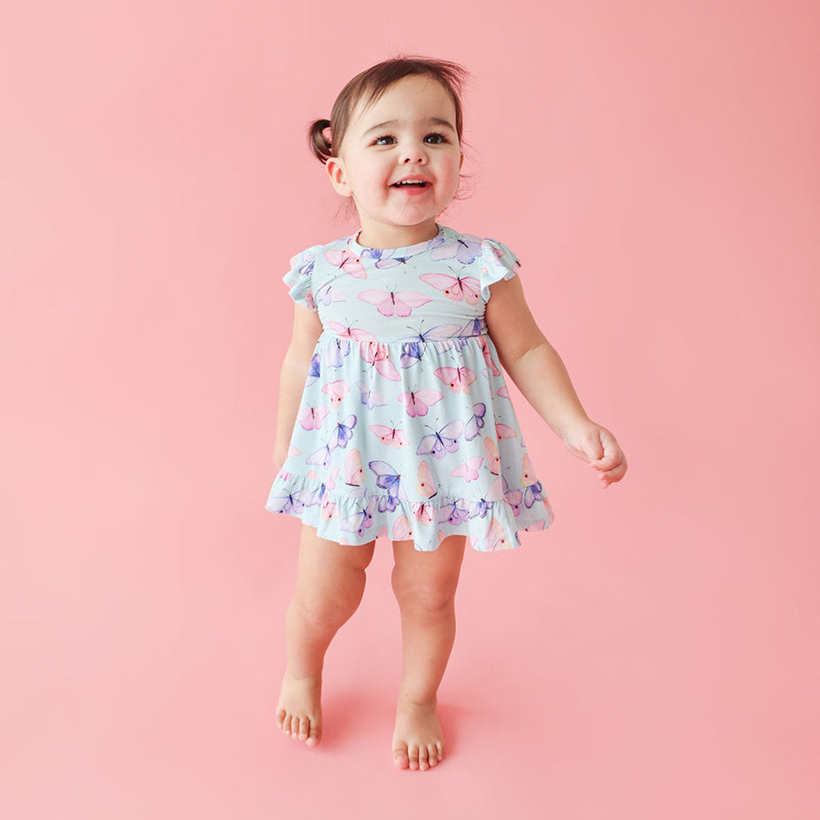 Bebe Ruffled Twirl Bodysuit Dress