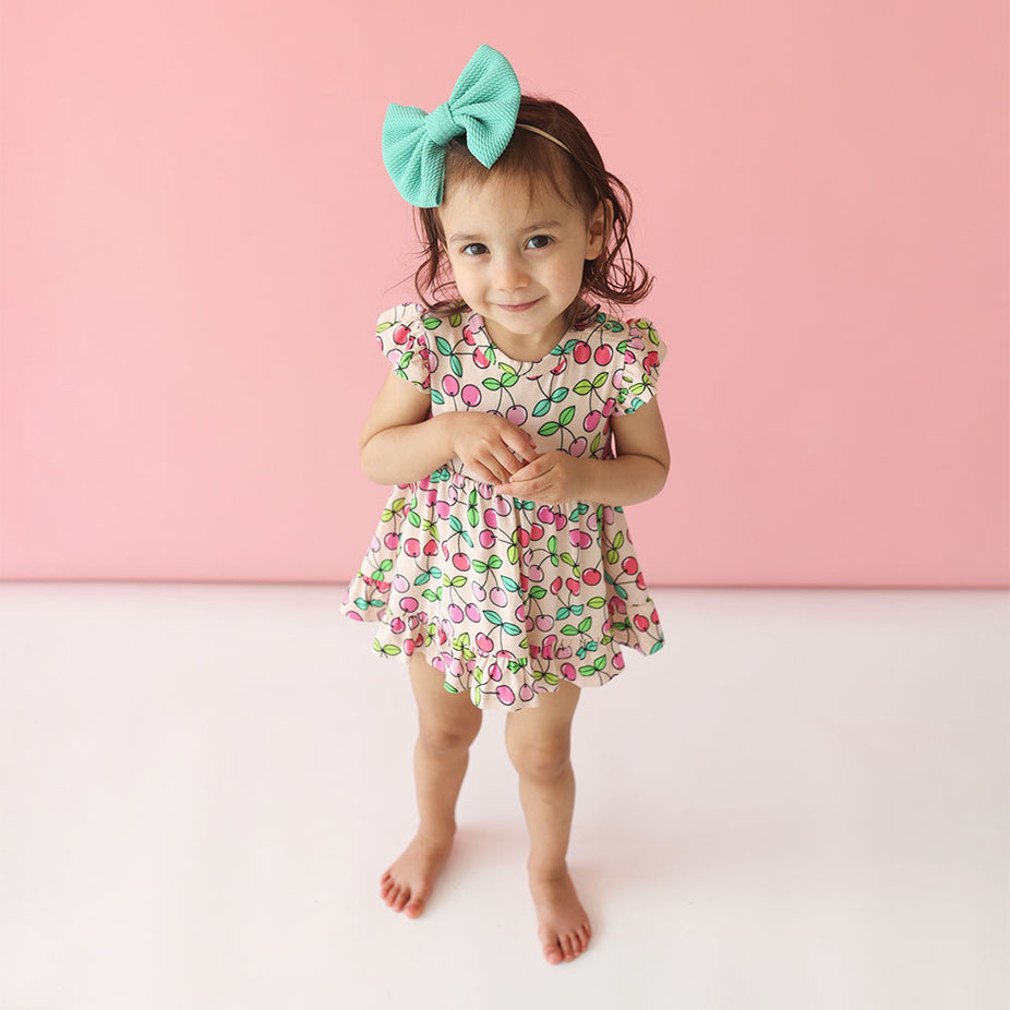 Summer Cherry Ruffled Twirl Bodysuit Dress