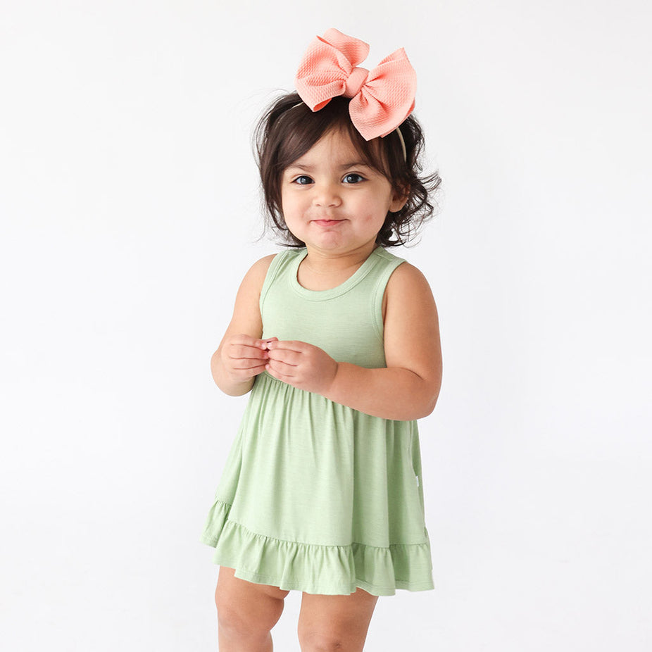 Cactus Green Racerback Ruffled Bodysuit Dress