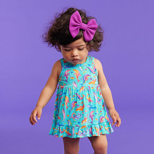 Lisa Frank® Dancing Dolphins™ Racerback Ruffled Bodysuit Dress