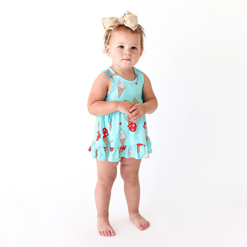Happy Fourth Racerback Ruffled Bodysuit Dress