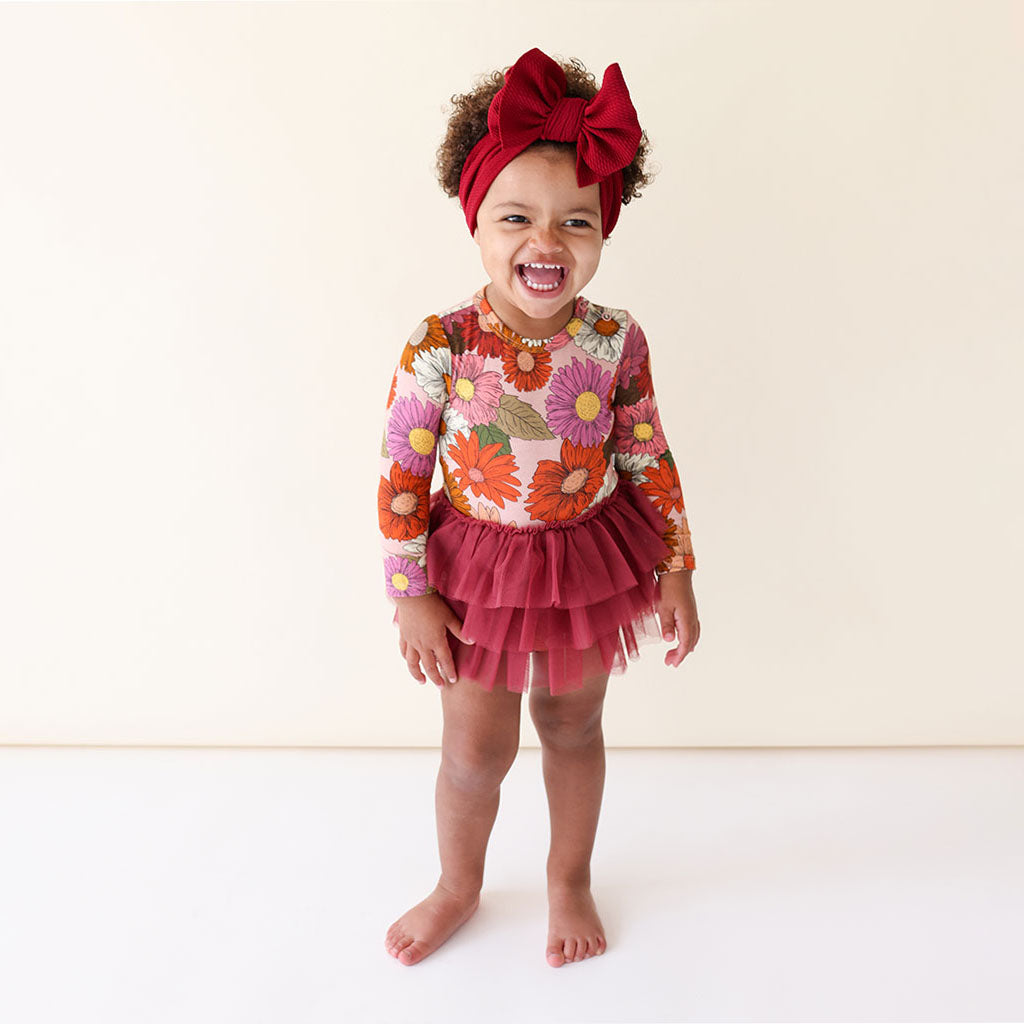 Della Long Sleeve Tulle Skirt Bodysuit Dress