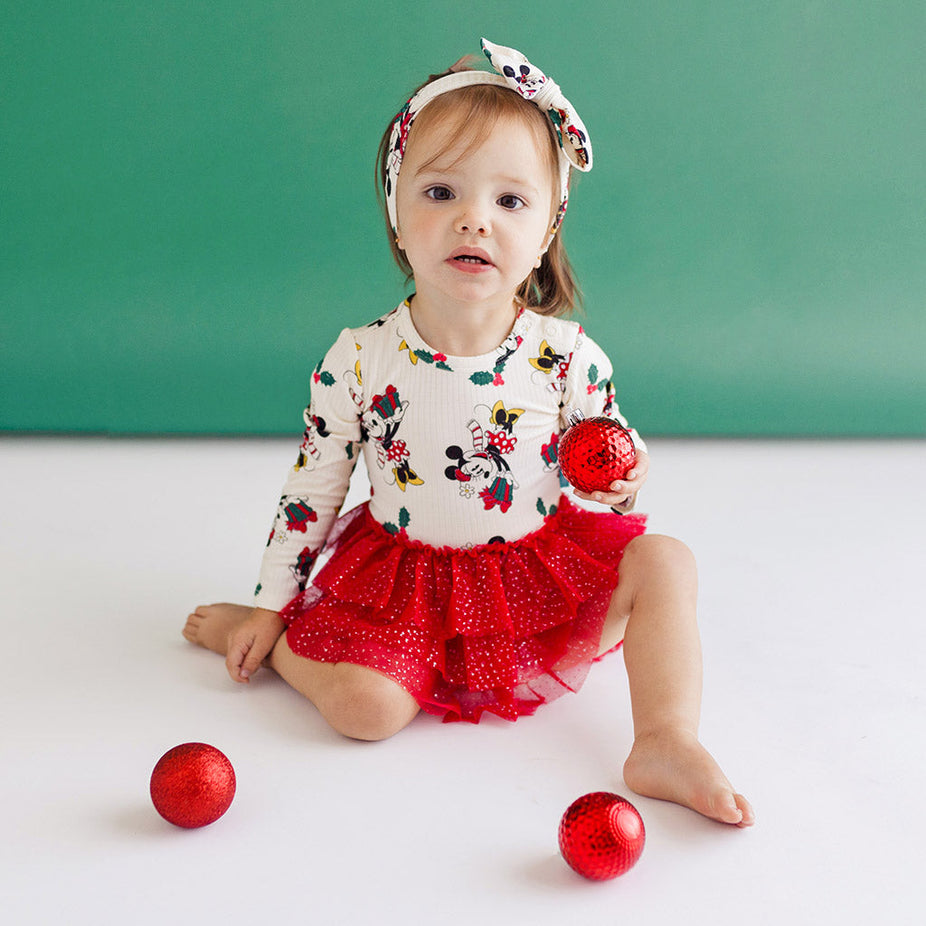 Disney Minnie Mouse Holiday Long Sleeve Tulle Skirt Bodysuit Dress