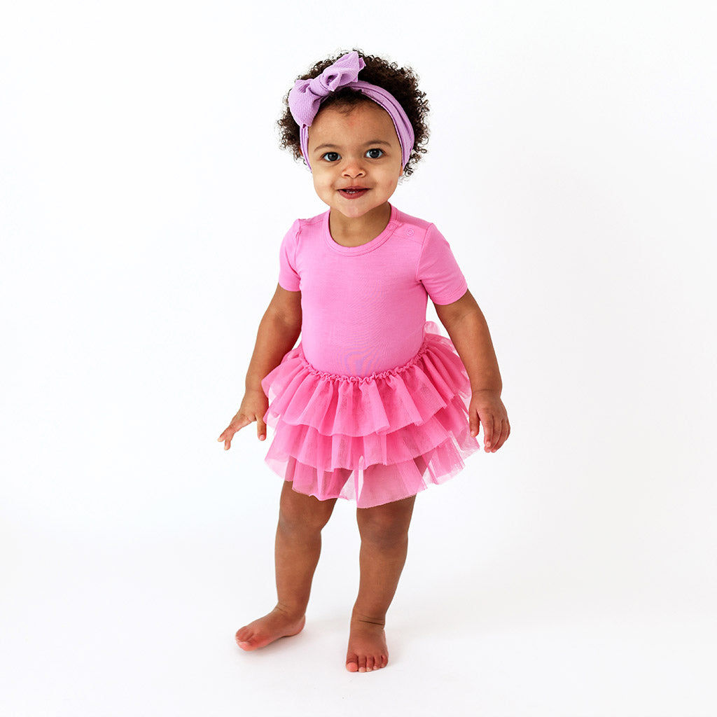 Cruisin' Pink Short Sleeve Tulle Skirt Bodysuit Dress