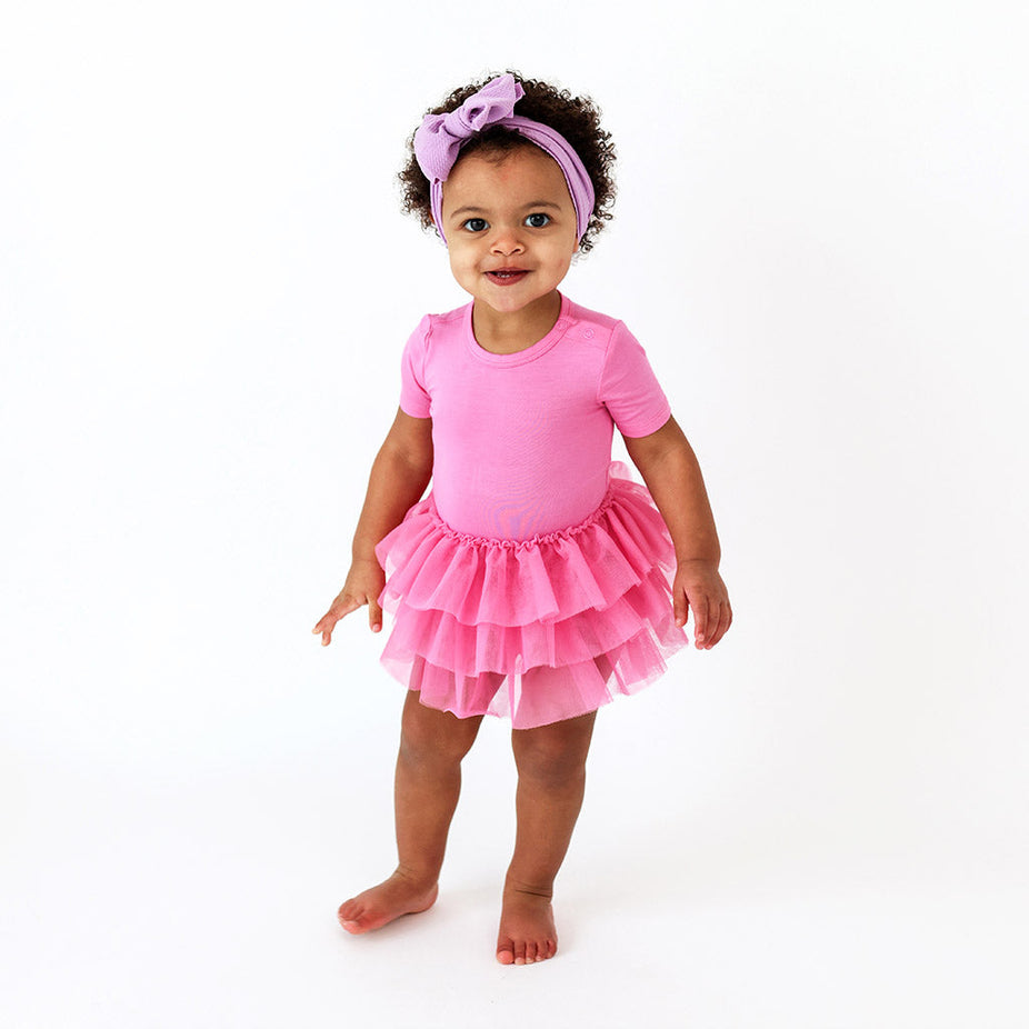 Cruisin' Pink Short Sleeve Tulle Skirt Bodysuit Dress