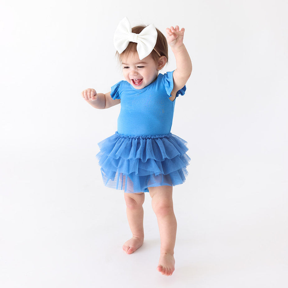 Western Blue Tulle Bodysuit Dress
