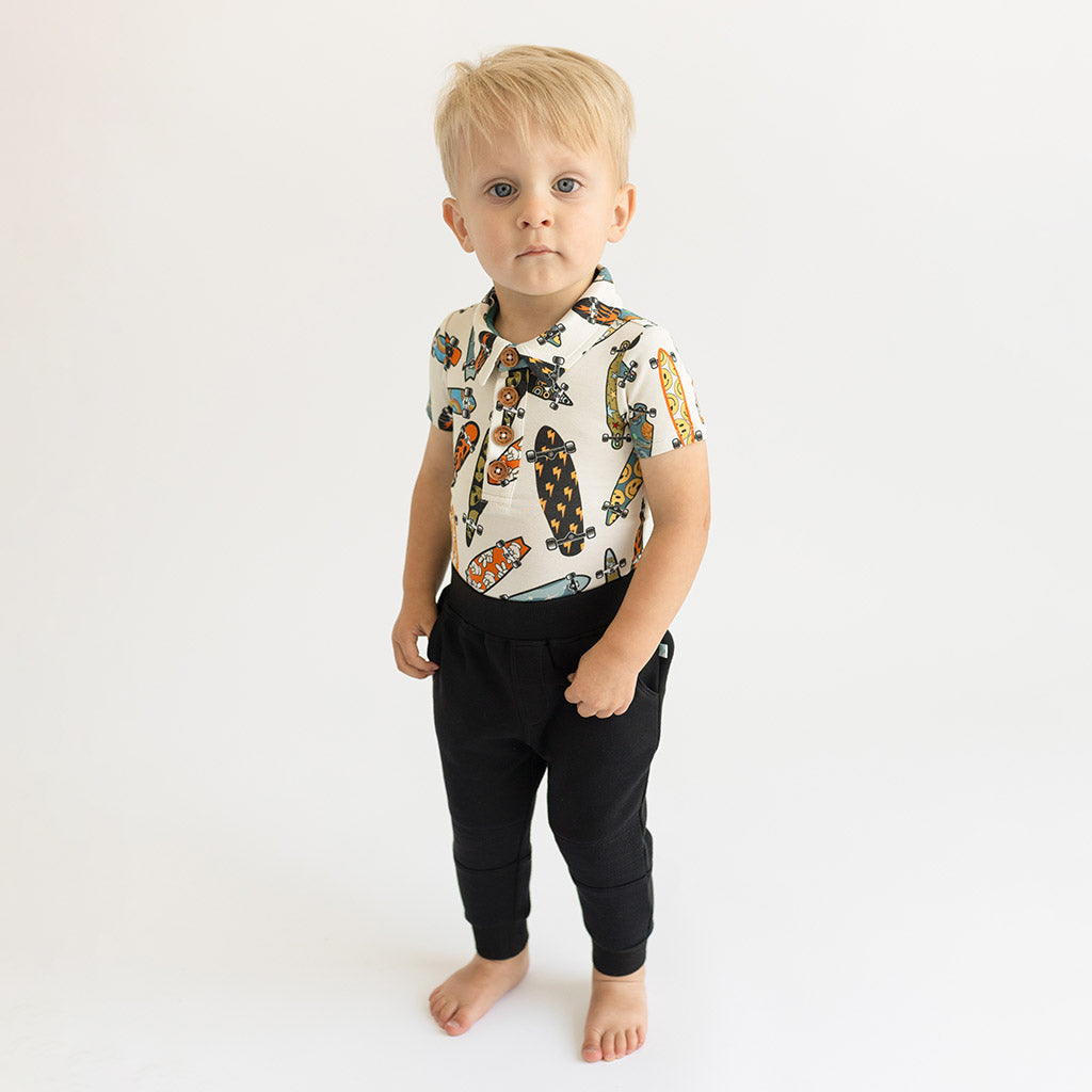 Reggie Short Sleeve Collared Henley Bodysuit