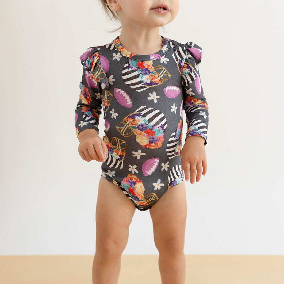 Posh Touchdown Long Sleeve Ruffled Bodysuit