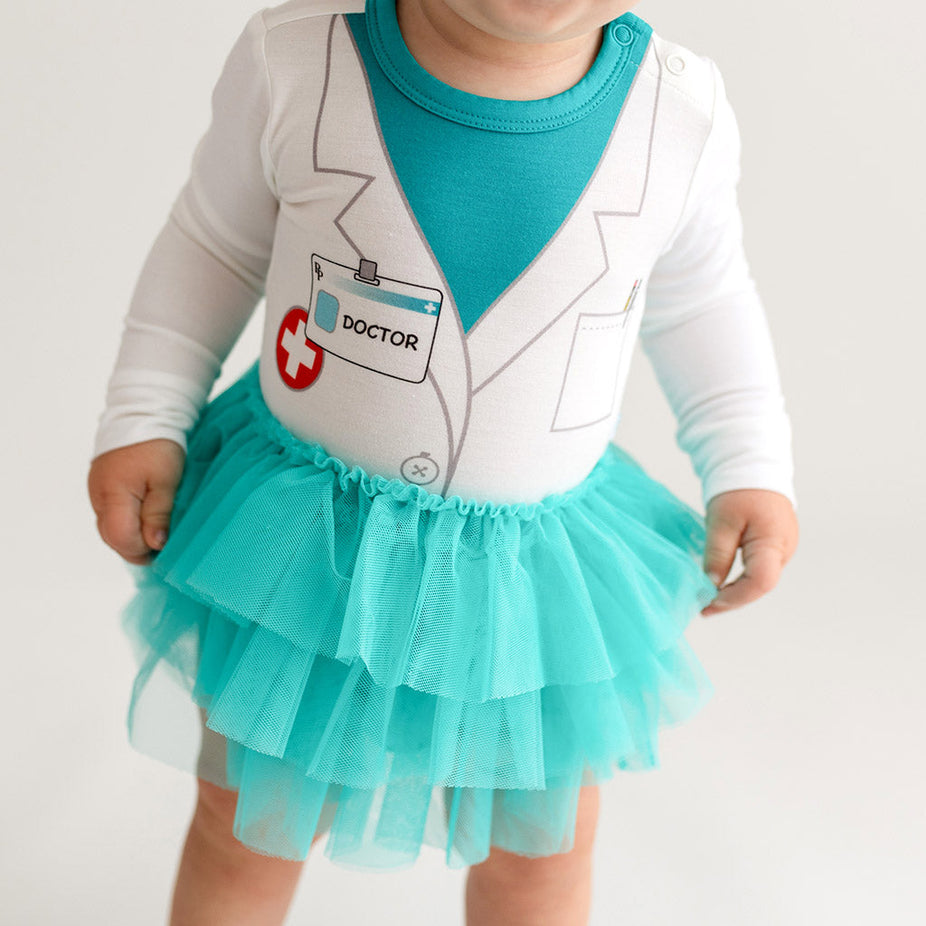 Posh Doctor Long Sleeve Tulle Skirt Bodysuit Dress