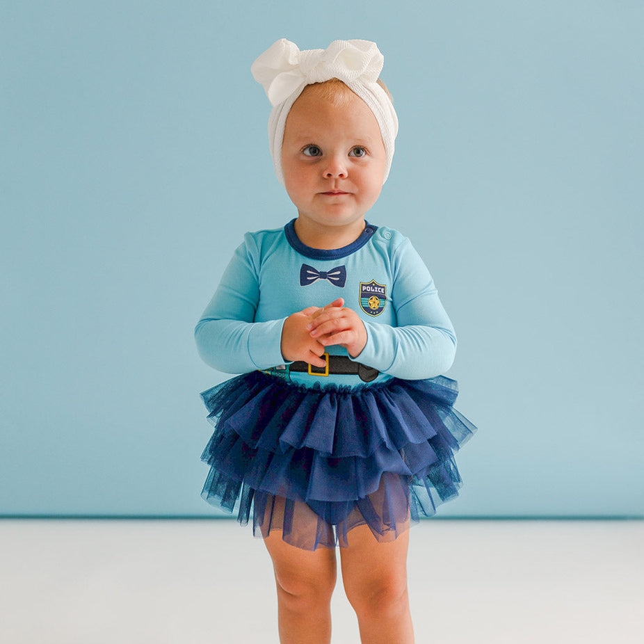 Posh Officer Long Sleeve Tulle Skirt Bodysuit Dress