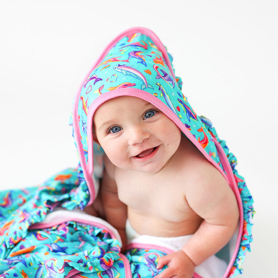 Lisa Frank® Dancing Dolphins™ Ruffled Hooded Towel