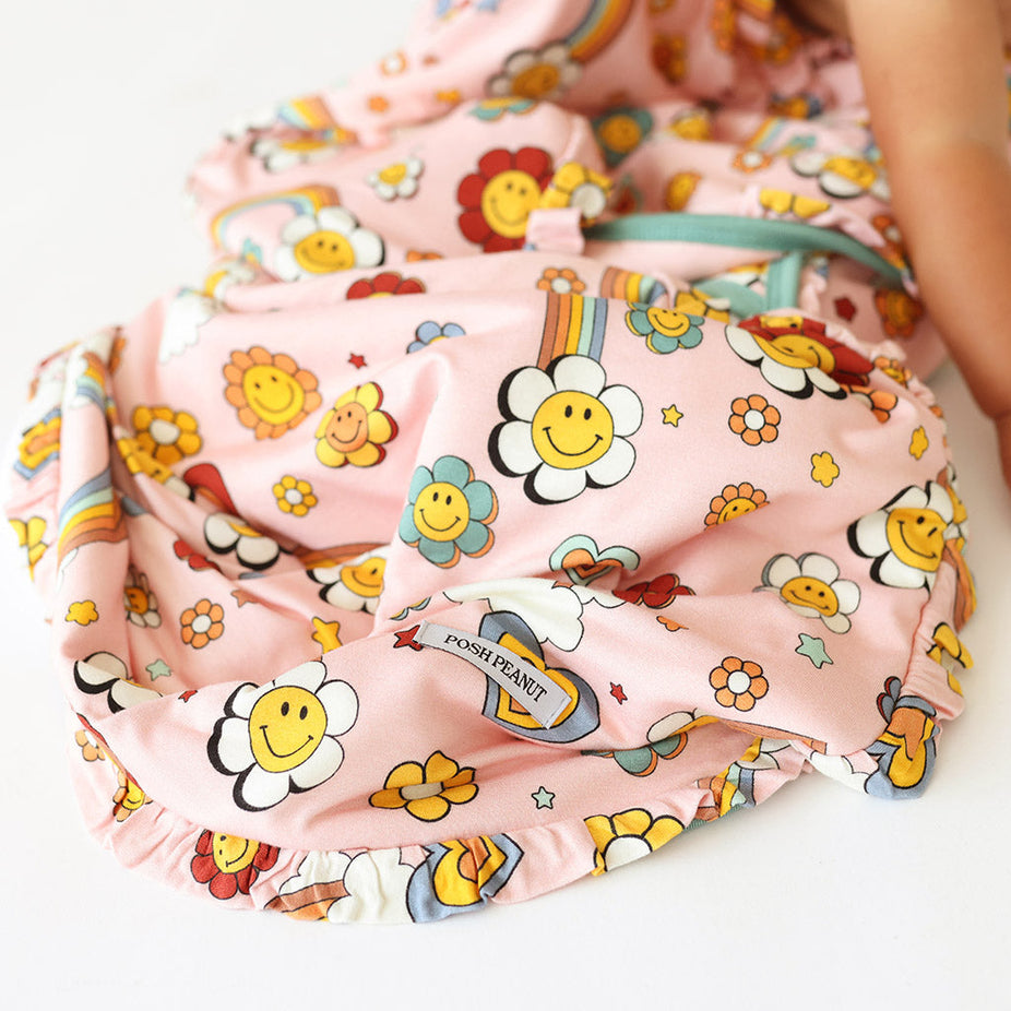 Groovy Rainbow Ruffled Hooded Towel