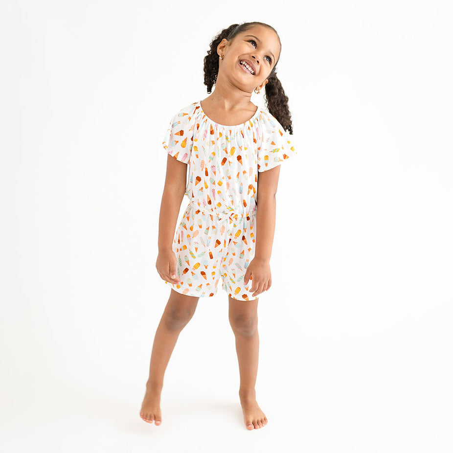 Ice Cream Parlor Flutter Sleeve Short Romper