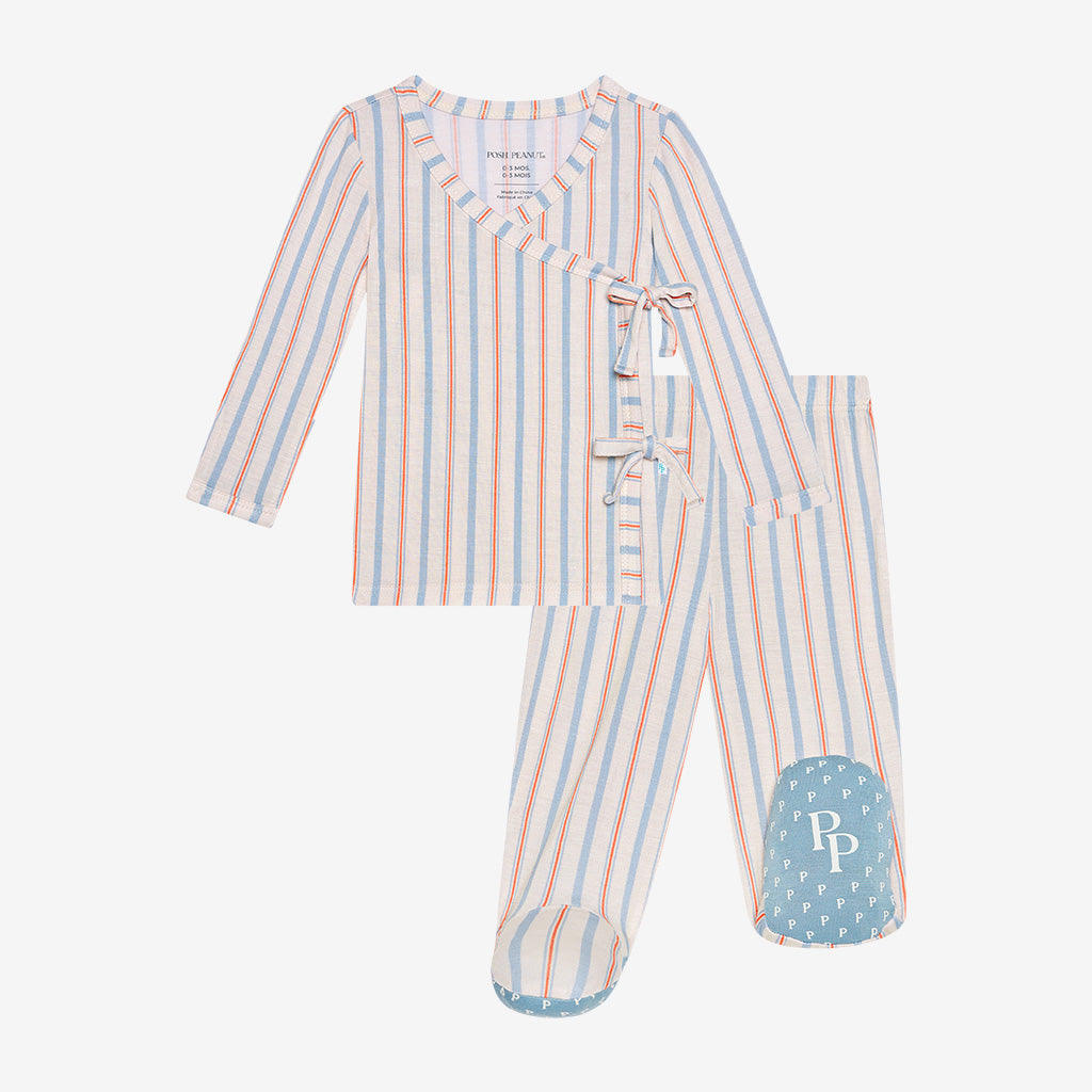 Clay Tie-Front Kimono Set