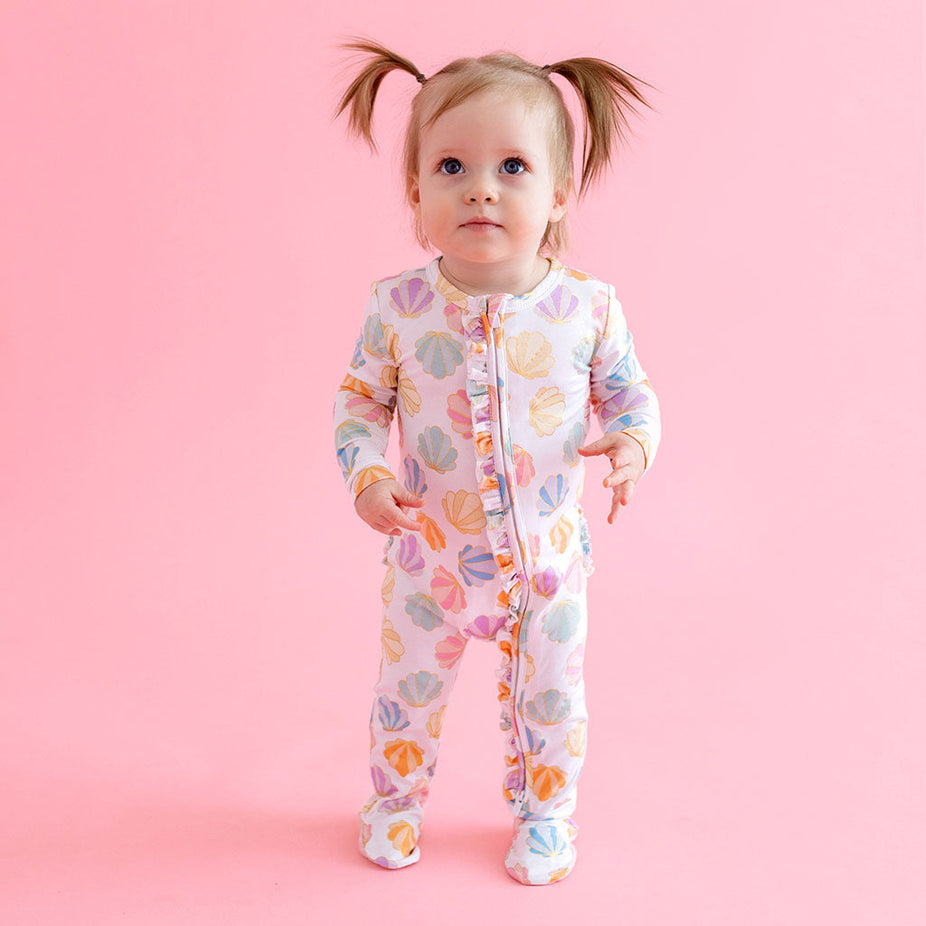 Clamilla Footie Ruffled Zippered One Piece