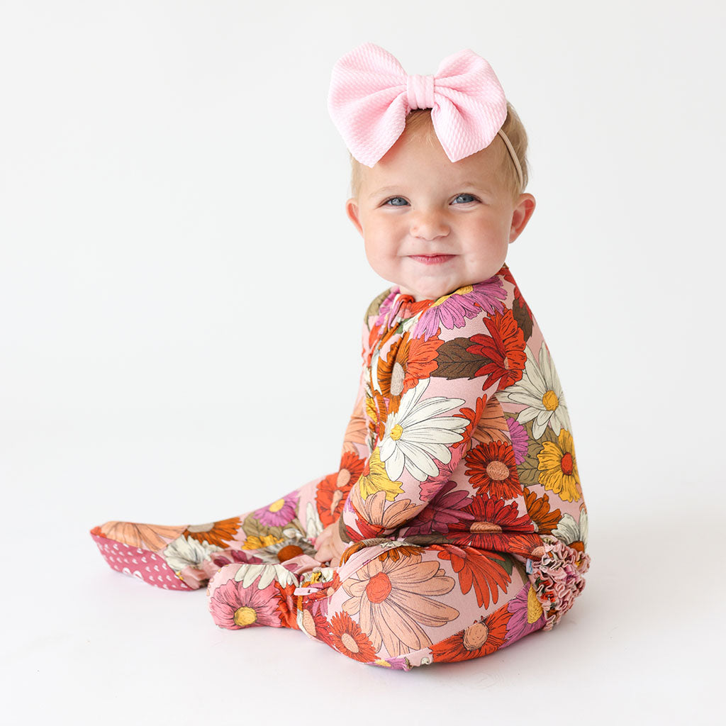 Della Footie Ruffled Zippered One Piece