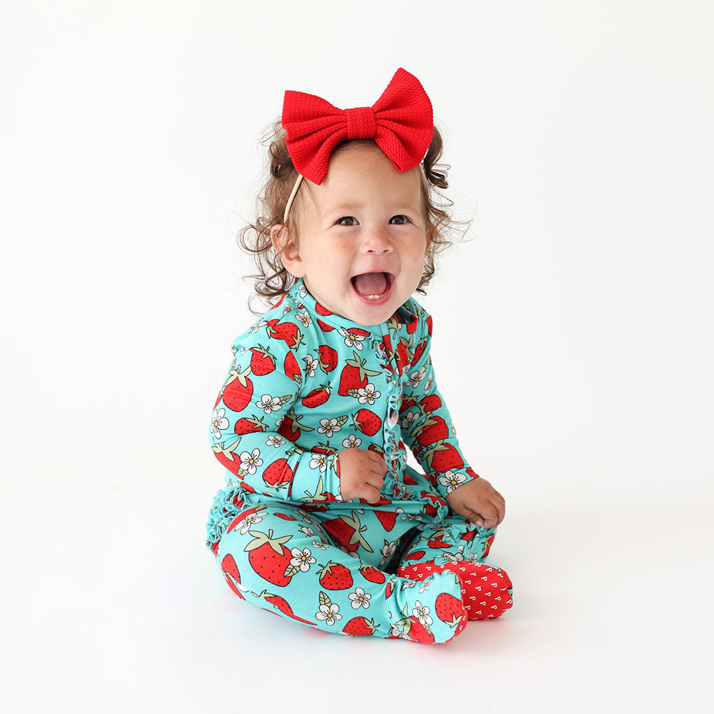 Happy Berry Footie Ruffled Zippered One Piece