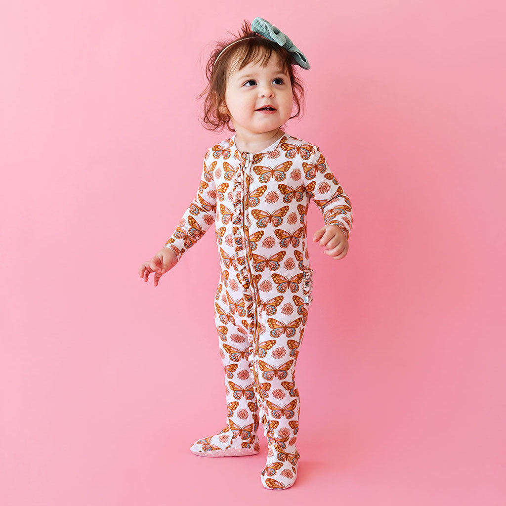 Jocelyn Footie Ruffled Zippered One Piece