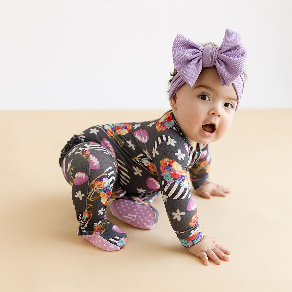 Posh Touchdown Footie Ruffled Zippered One Piece