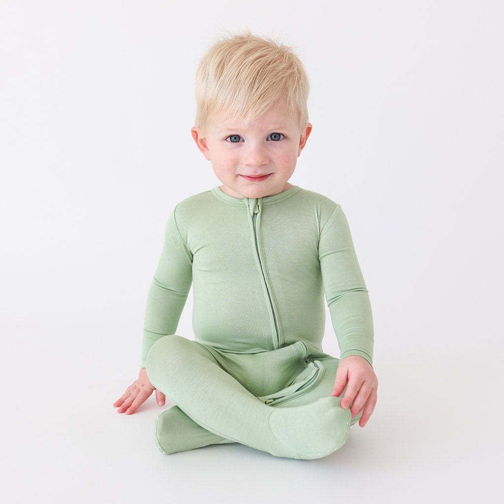 Cactus Green Footie Zippered One Piece