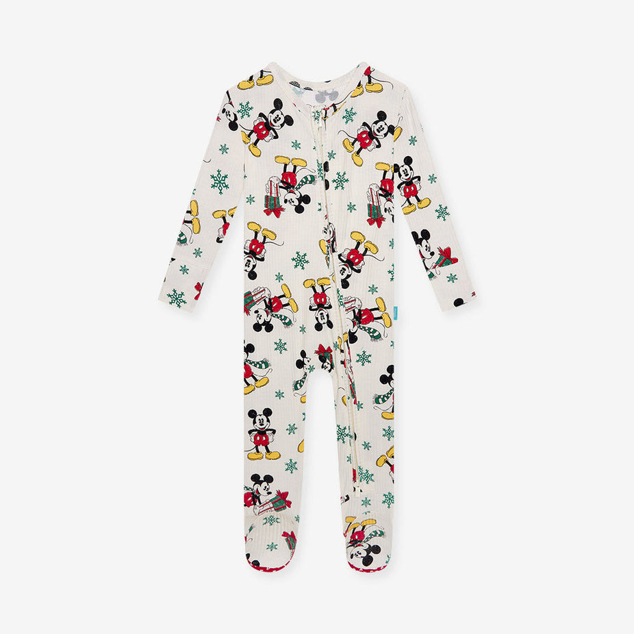 Disney Mickey Mouse Holiday Footie Zippered One Piece
