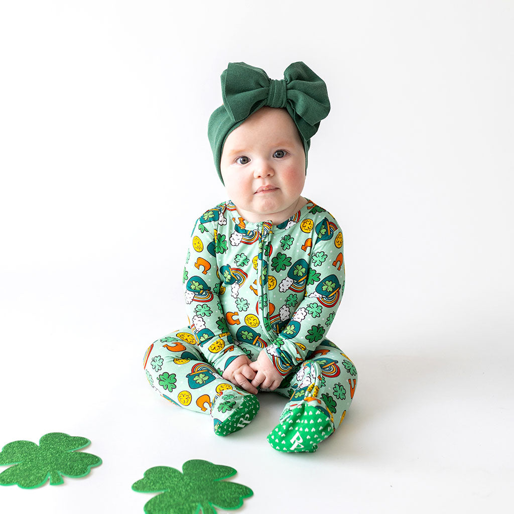 Posh Patrick's Day Footie Zippered One Piece
