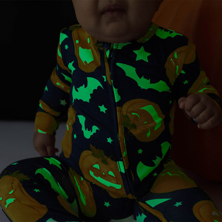 Spooky Pumpkins Footie Zippered One Piece