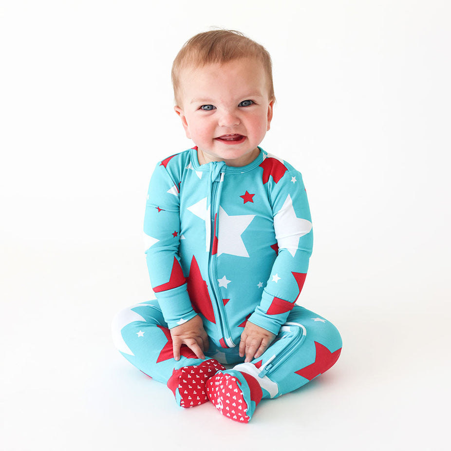 Star Spangled Footie Zippered One Piece