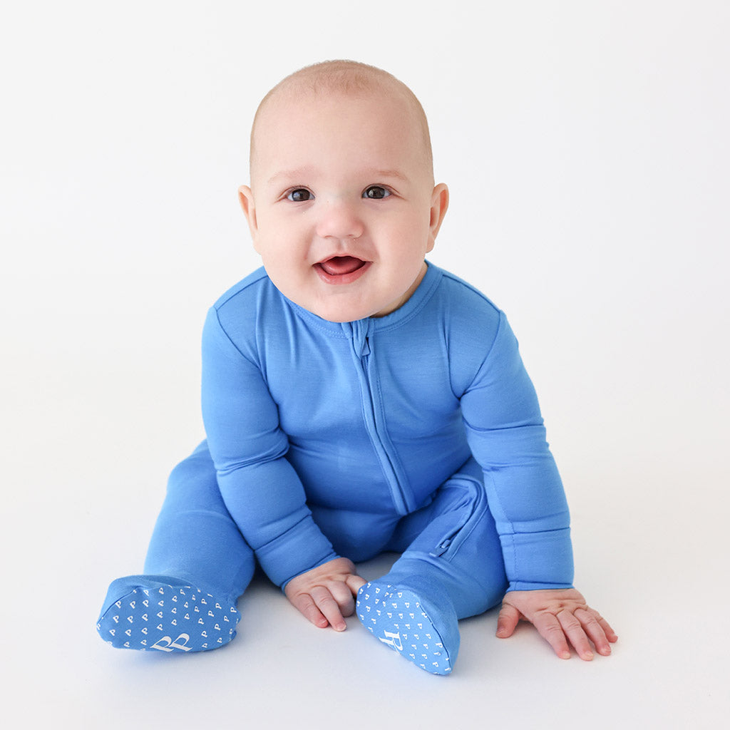 Western Blue Footie Zippered One Piece