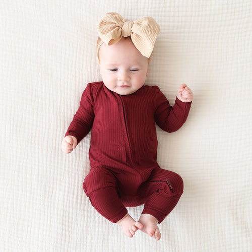 Dark Cherry Ribbed Convertible One Piece