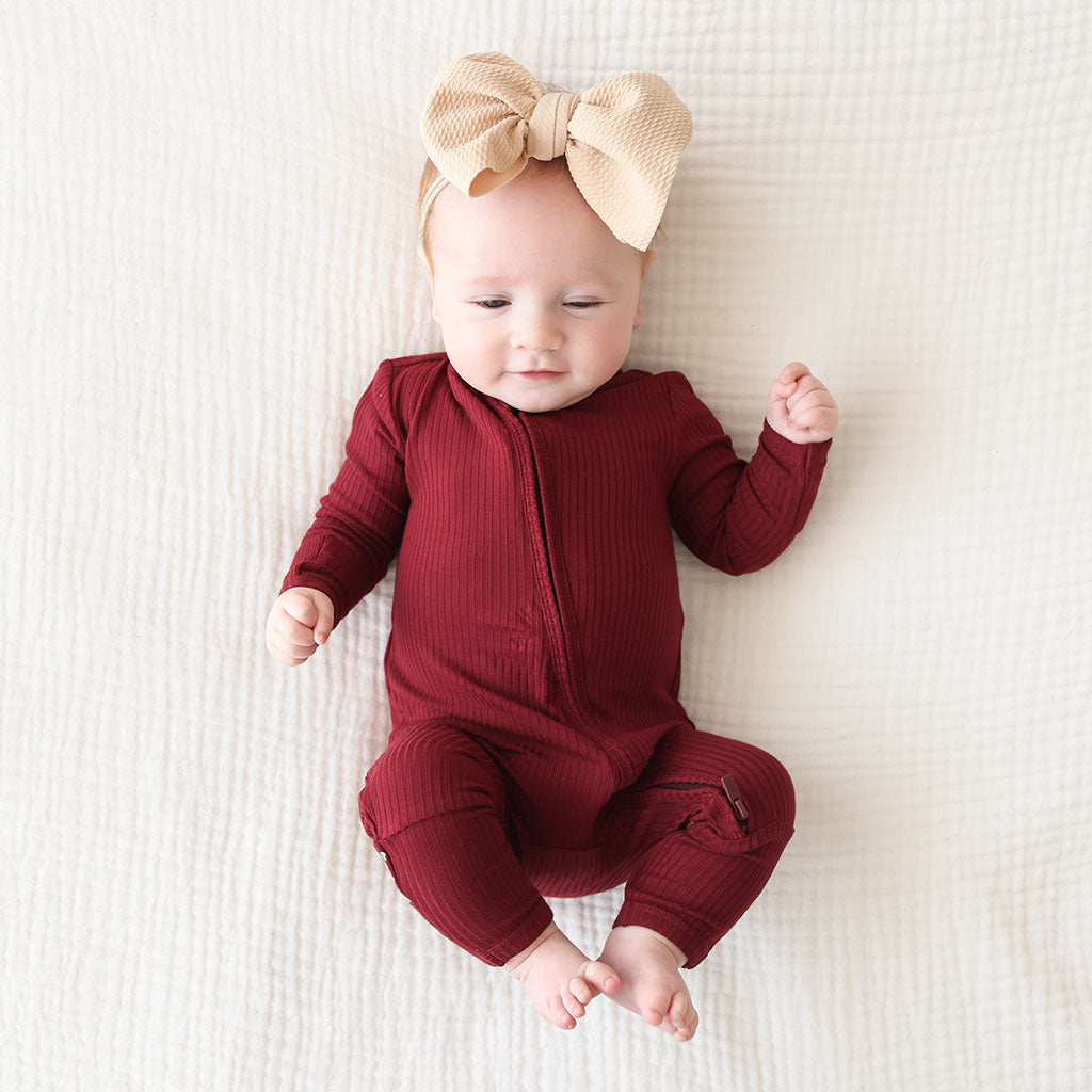 Dark Cherry Ribbed Convertible One Piece