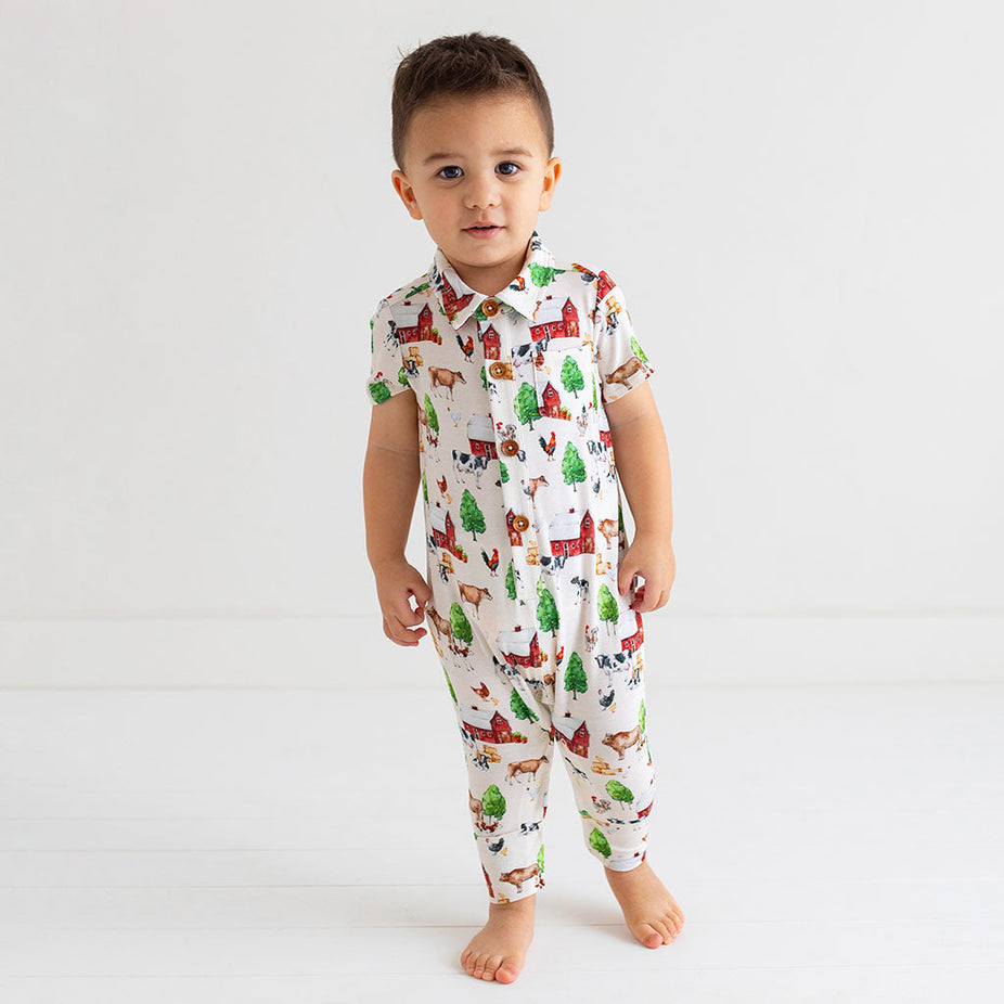 Nashville Short Sleeve Collared Henley Romper