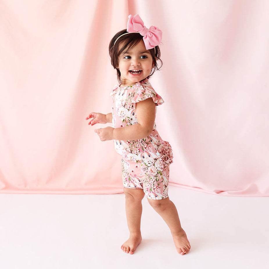 Babsy Ruffled Cap Sleeve Short Romper