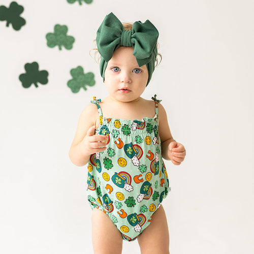 Posh Patrick's Day Sleeveless Bubble Romper
