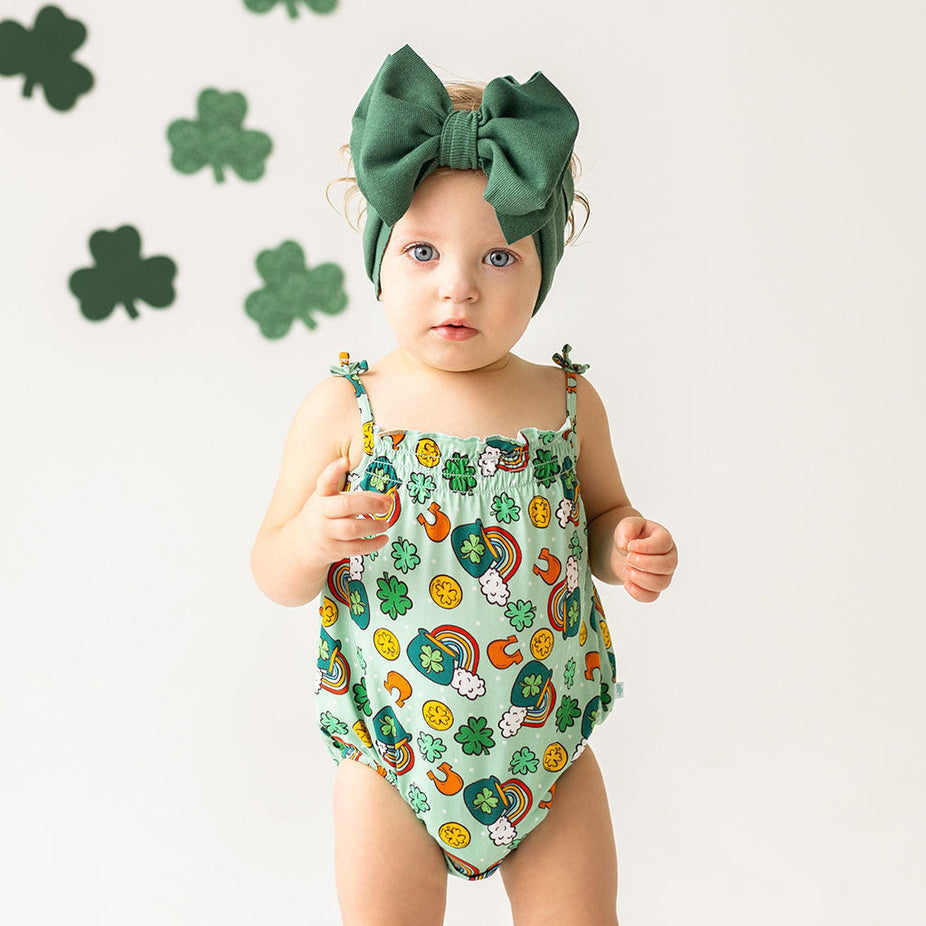 Posh Patrick's Day Sleeveless Bubble Romper