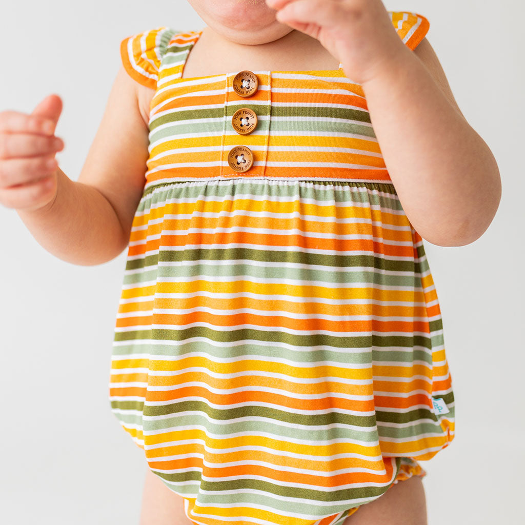 Patrick Ruffled Cap Sleeve Henley Bubble Romper