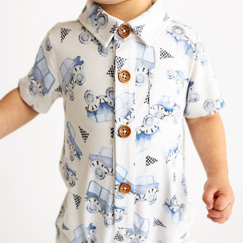 Franklin Short Sleeve Collared Henley Romper