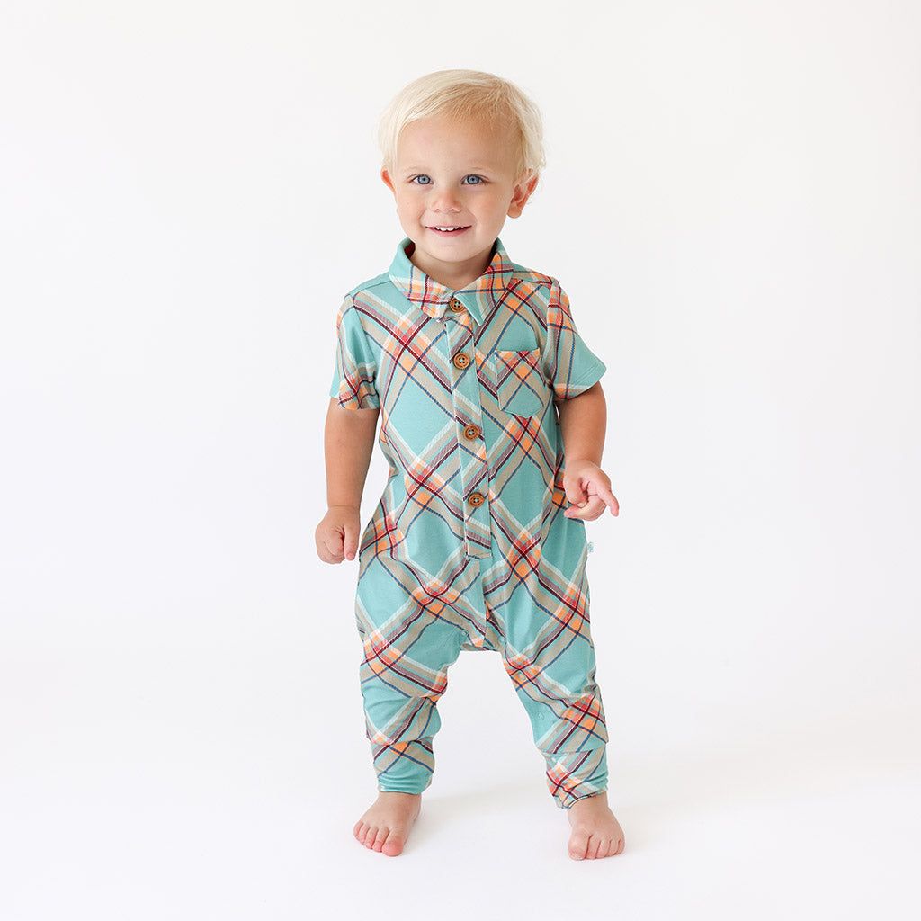 Vince Short Sleeve Collared Henley Romper