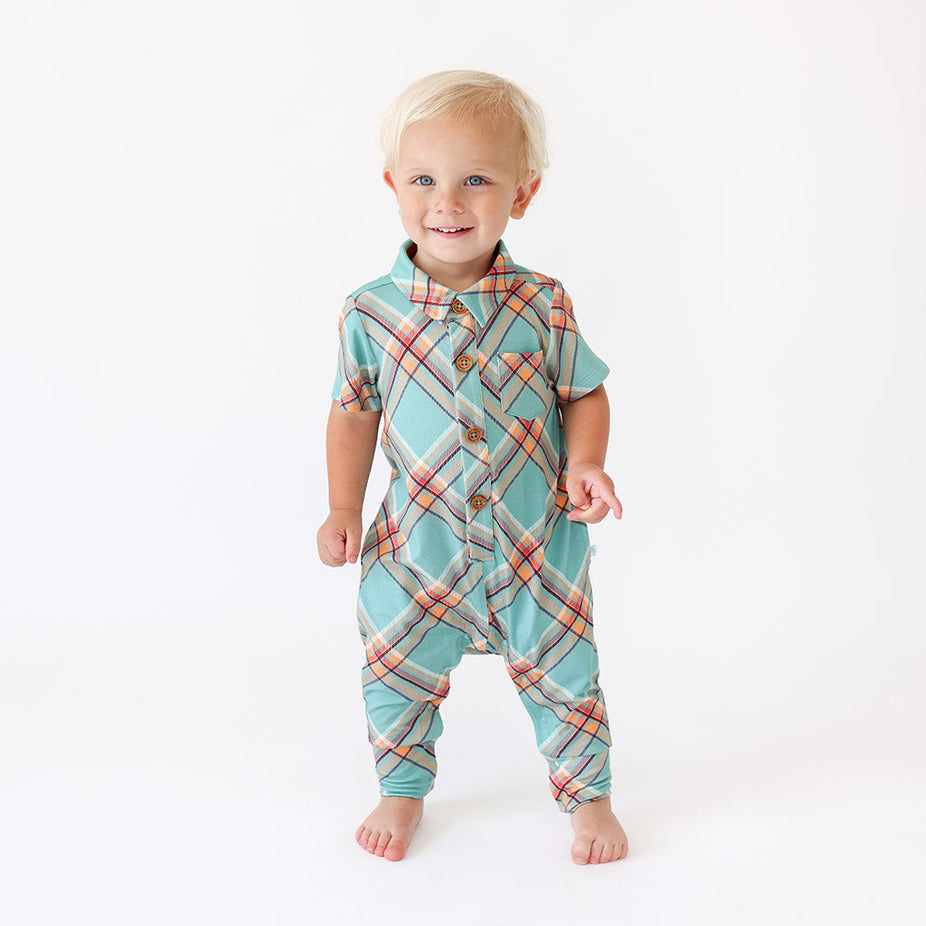 Vince Short Sleeve Collared Henley Romper