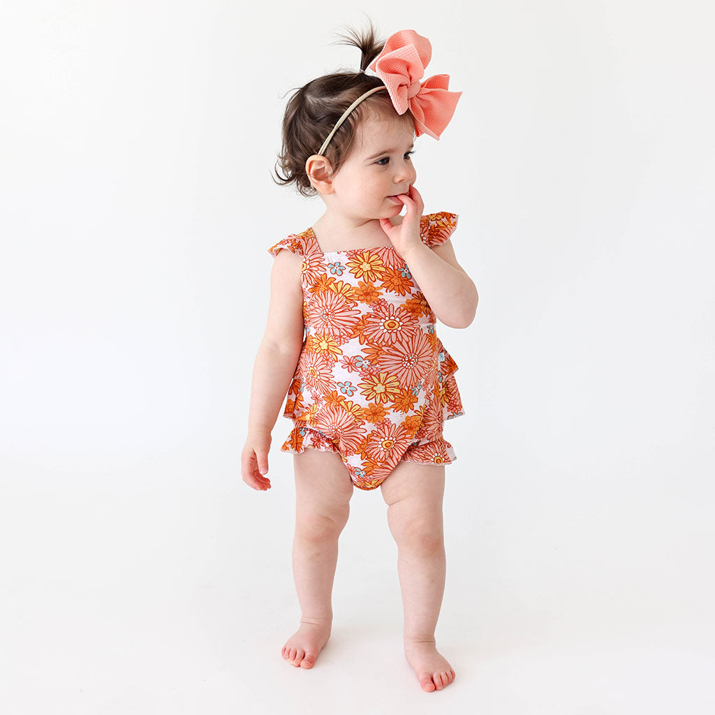 Laura Ruffled Strap Bubble Romper