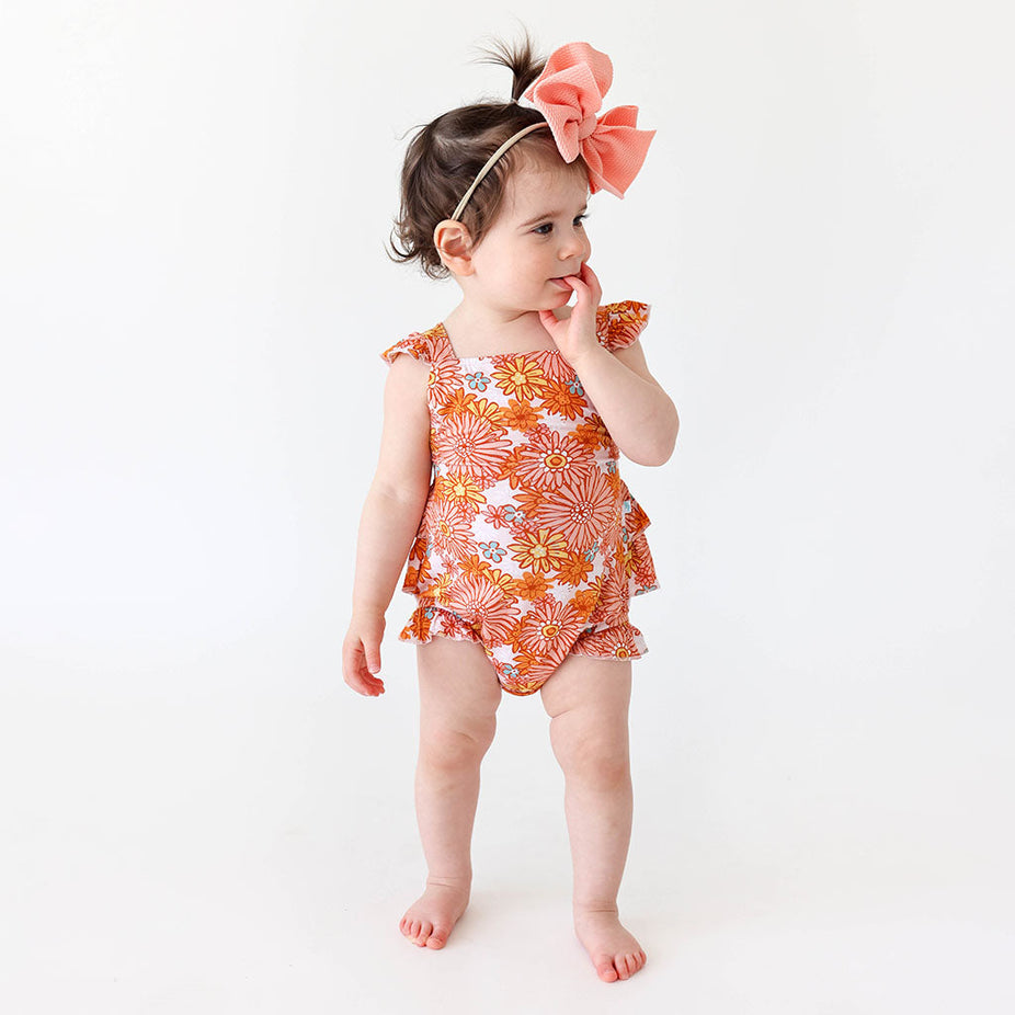 Laura Ruffled Strap Bubble Romper