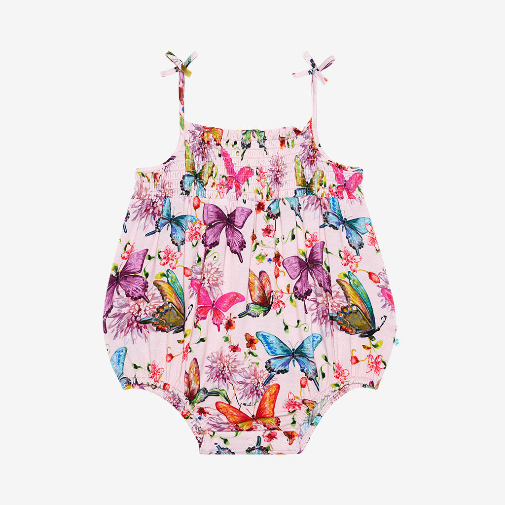 Watercolor Butterfly Smocked Bubble Romper