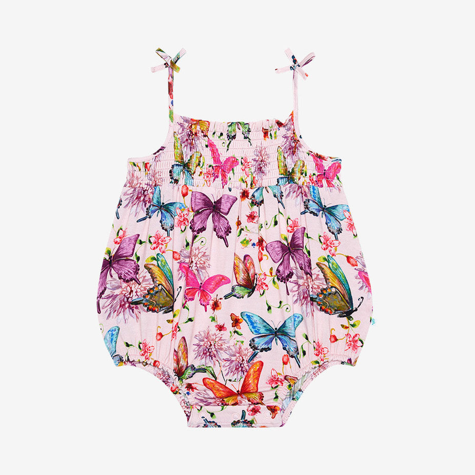 Watercolor Butterfly Smocked Bubble Romper
