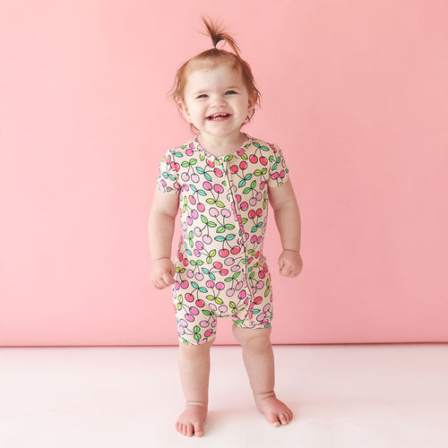 Summer Cherry Zippered Romper