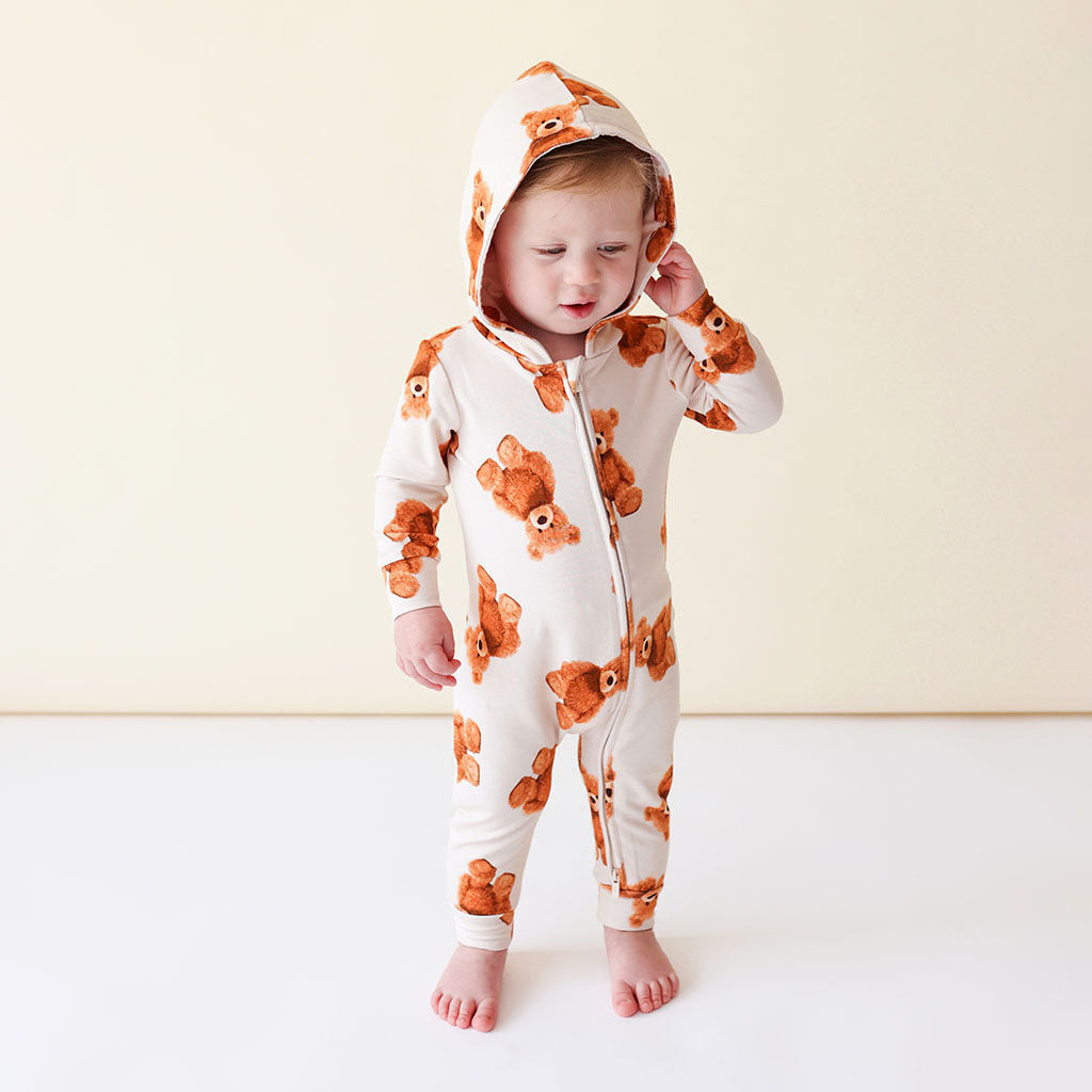 Freddy Teddy French Terry Long Sleeve Zippered Hooded Romper